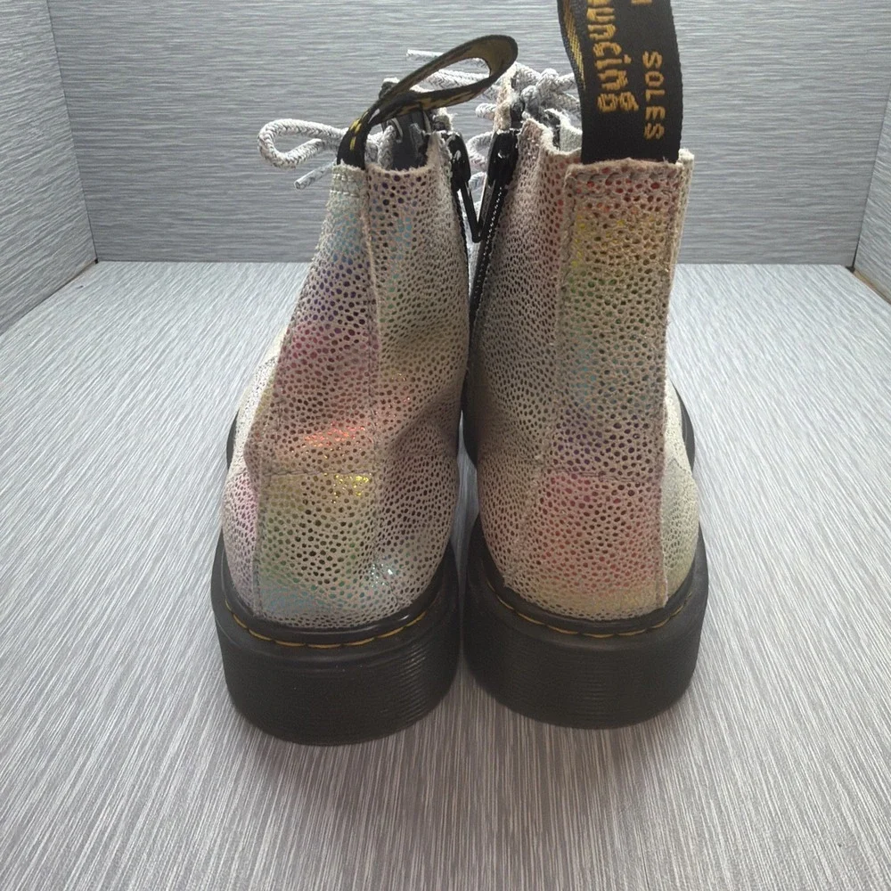 Dr Martens 1460 Pascal J Youth Boots‎ Iridescent Glitter Rainbow Lace Up Girls 2